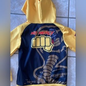 Netflix cobra kai no mercy size s silk pullover karate dojo hoodie